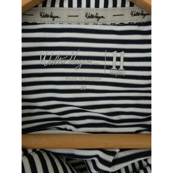 Walter Hagen 11 MAJORS Navy & White Striped Performance Golf Polo Shirt Men's M - Picture 5 of 7